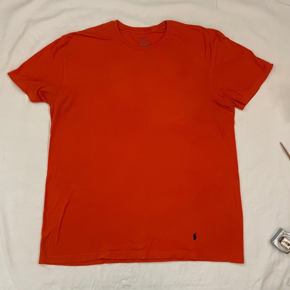 Ralph Lauren Mens T-Shirt Classic Fit Cotton Orange Short Sleeve Size Large